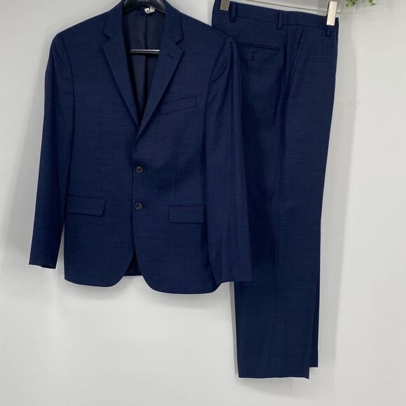 Jos. A. Bank Mens Slim Fit Traveler Suit Jacket and Pants Wool Blend Navy Blue S - Picture 2 of 16